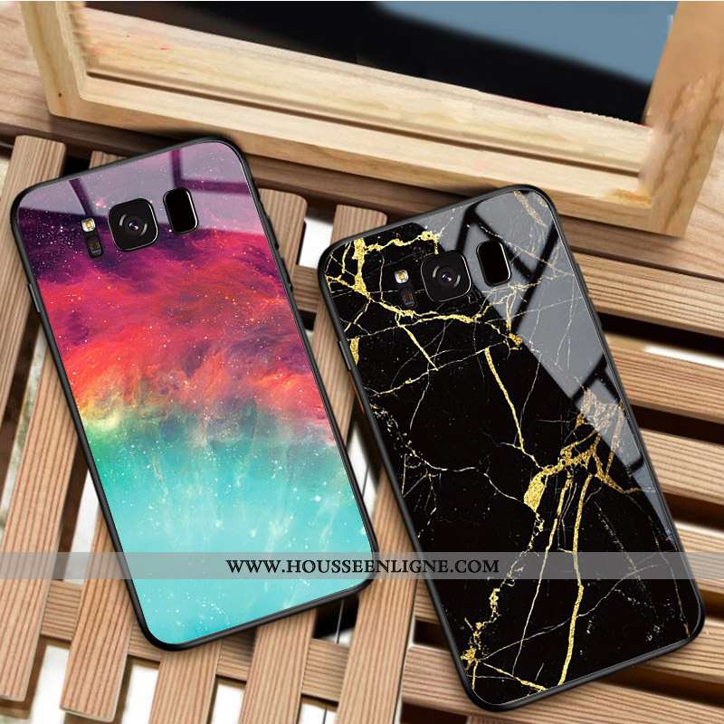 Étui Samsung Galaxy S8 Verre Personnalité Simple Créatif Difficile Coque Incassable Noir