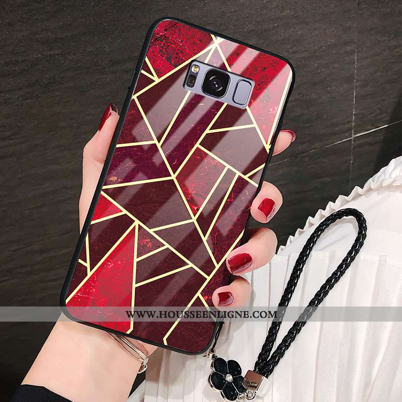 Étui Samsung Galaxy S8 Verre Personnalité Téléphone Portable Tendance Incassable Modèle Fleurie Vert