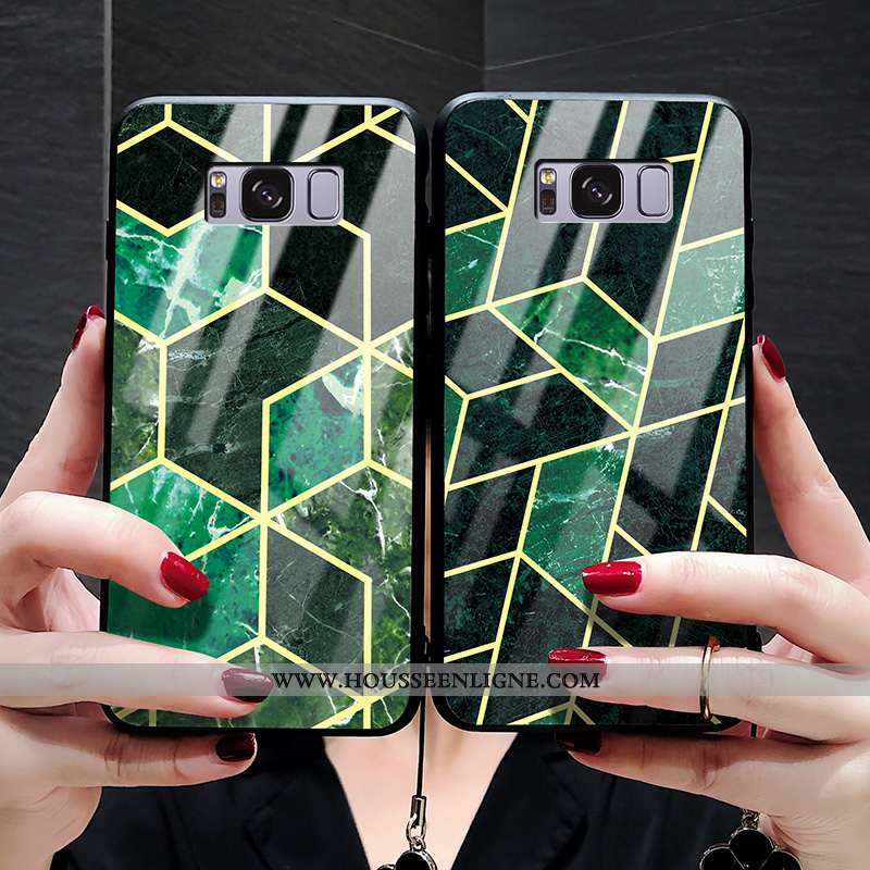 Étui Samsung Galaxy S8 Verre Personnalité Téléphone Portable Tendance Incassable Modèle Fleurie Vert