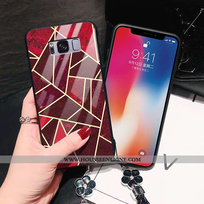 Étui Samsung Galaxy S8 Verre Personnalité Téléphone Portable Tendance Incassable Modèle Fleurie Vert