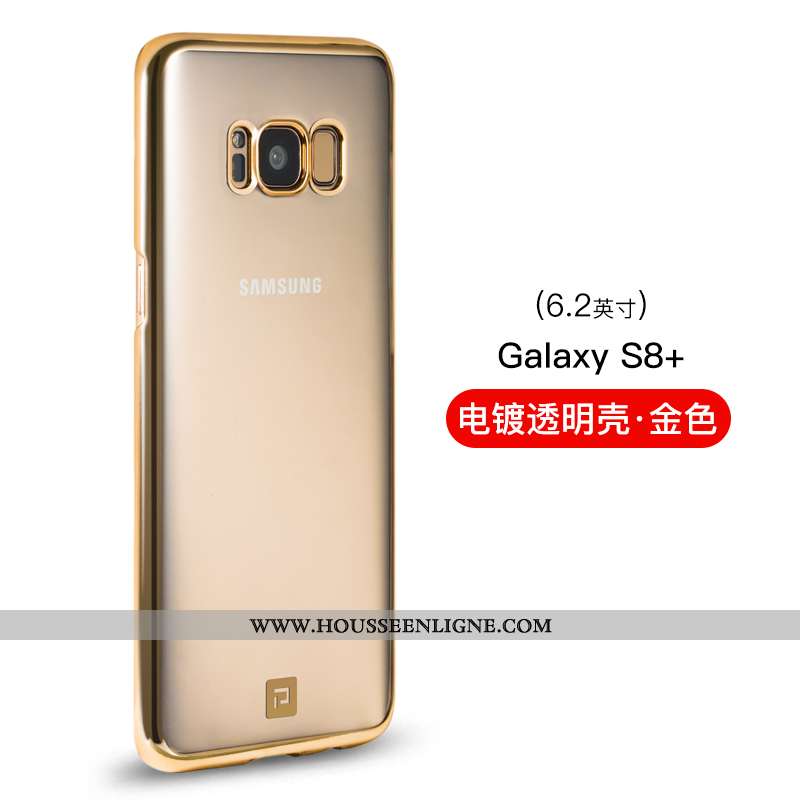 Étui Samsung Galaxy S8+ Verre Transparent Fleur Légère Incassable Placage Coque Doré