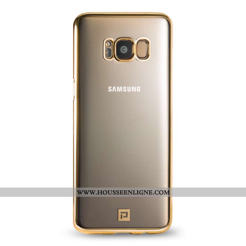 Étui Samsung Galaxy S8+ Verre Transparent Fleur Légère Incassable Placage Coque Doré