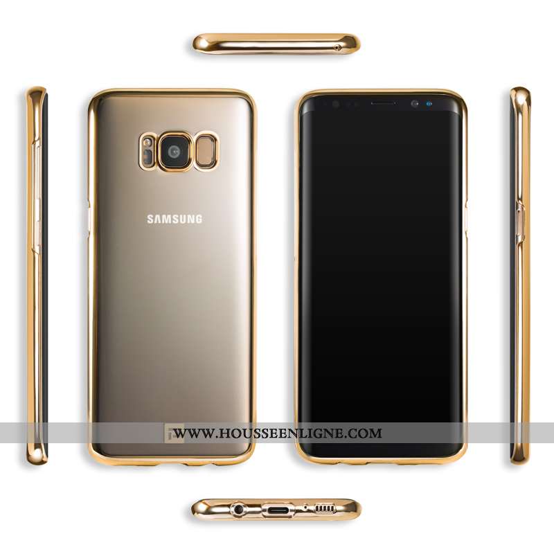Étui Samsung Galaxy S8+ Verre Transparent Fleur Légère Incassable Placage Coque Doré
