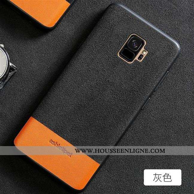 Étui Samsung Galaxy S9 Cuir Daim Fourrure Nouveau Incassable Antidérapant Téléphone Portable Rouge
