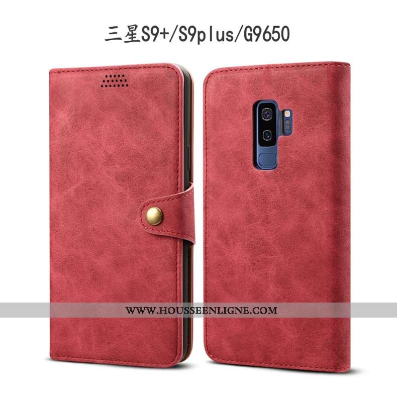 Étui Samsung Galaxy S9+ Cuir Fluide Doux Incassable Rouge Protection Téléphone Portable Housse