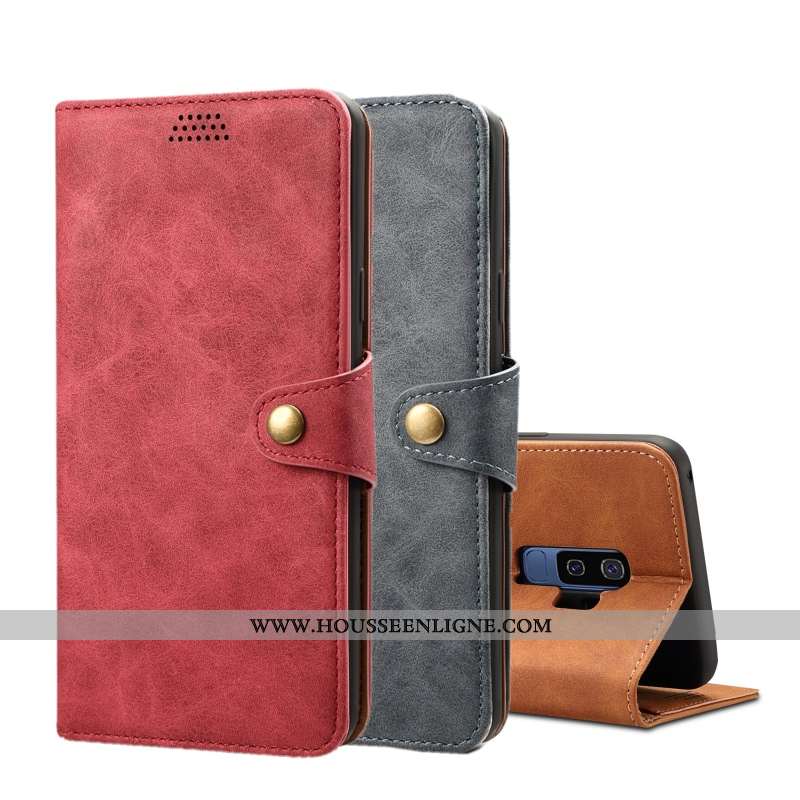 Étui Samsung Galaxy S9+ Cuir Fluide Doux Incassable Rouge Protection Téléphone Portable Housse