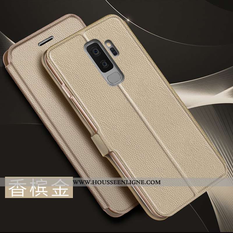 Étui Samsung Galaxy S9+ Cuir Protection Rouge Incassable Clamshell Coque Business Rose