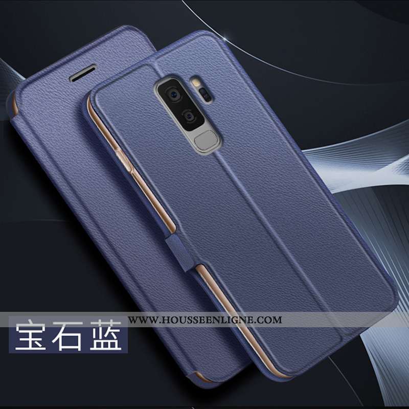 Étui Samsung Galaxy S9+ Cuir Protection Rouge Incassable Clamshell Coque Business Rose
