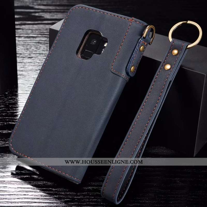 Étui Samsung Galaxy S9 Cuir Véritable Luxe Rouge Tout Compris Clamshell Étoile Pu