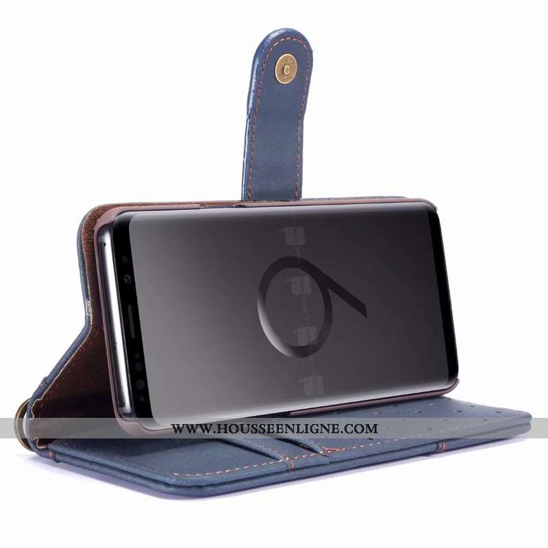 Étui Samsung Galaxy S9 Cuir Véritable Luxe Rouge Tout Compris Clamshell Étoile Pu
