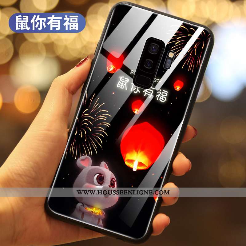 Étui Samsung Galaxy S9+ Dessin Animé Protection Tout Compris Créatif Incassable Net Rouge Coque Noir