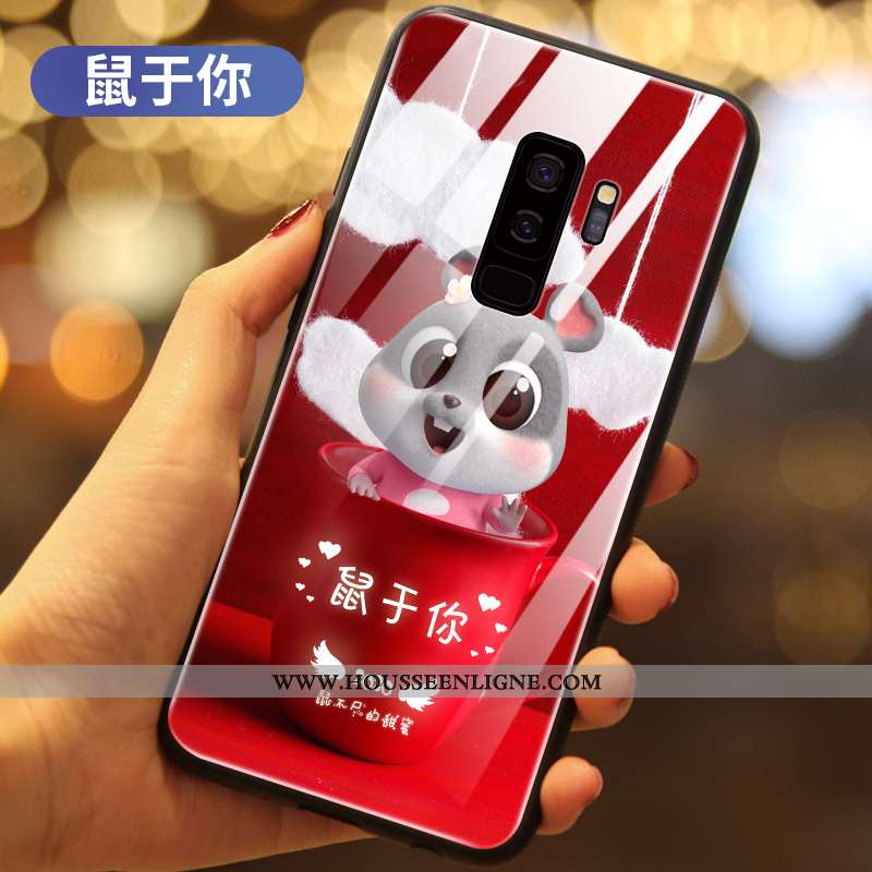 Étui Samsung Galaxy S9+ Dessin Animé Protection Tout Compris Créatif Incassable Net Rouge Coque Noir