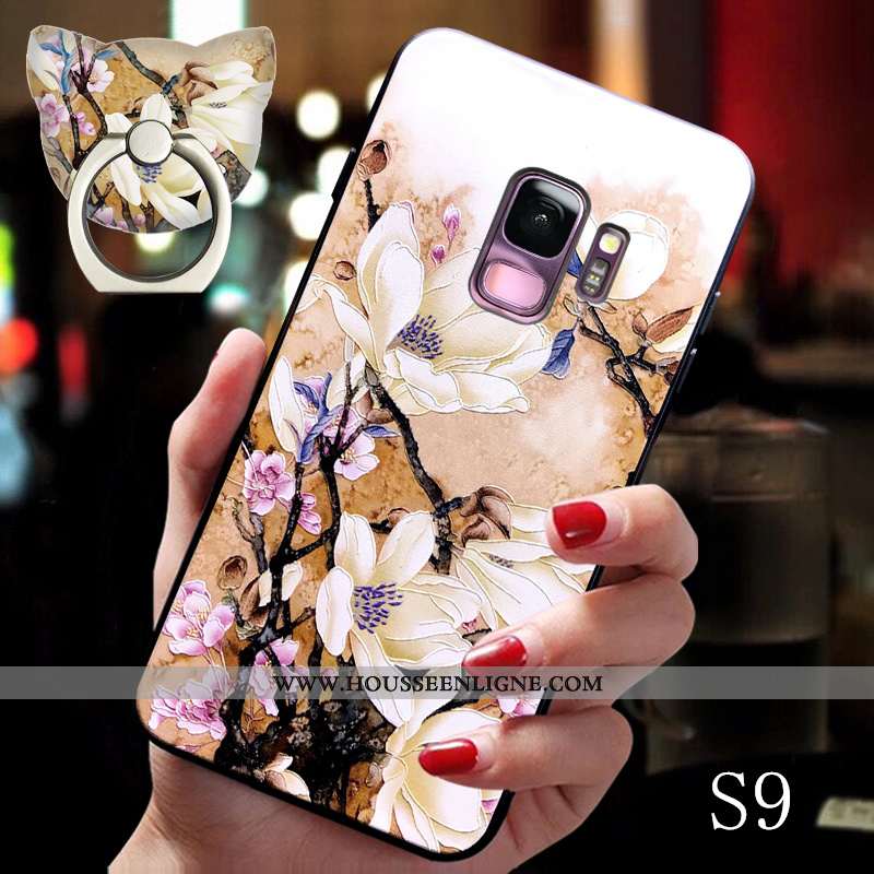 Étui Samsung Galaxy S9 Légère Fluide Doux Créatif Style Chinois Boucle Tendance Protection Bleu