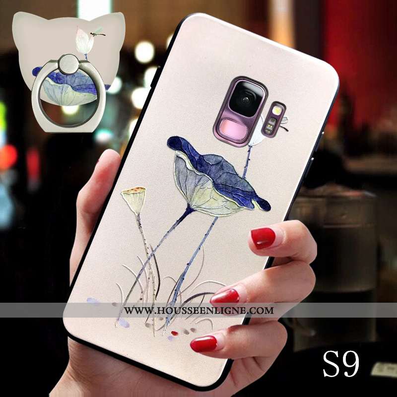 Étui Samsung Galaxy S9 Légère Fluide Doux Créatif Style Chinois Boucle Tendance Protection Bleu