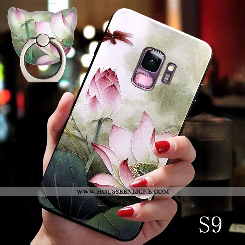 Étui Samsung Galaxy S9 Légère Fluide Doux Créatif Style Chinois Boucle Tendance Protection Bleu