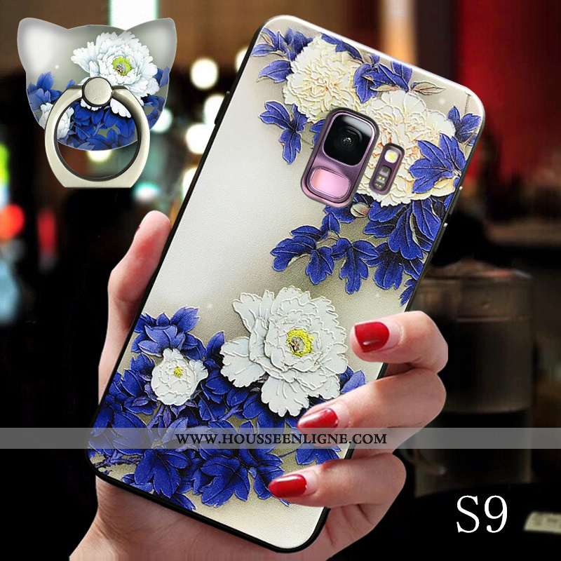 Étui Samsung Galaxy S9 Légère Fluide Doux Créatif Style Chinois Boucle Tendance Protection Bleu
