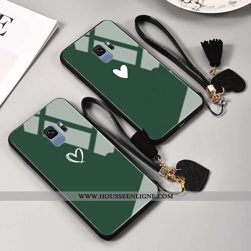 Étui Samsung Galaxy S9 Mode Protection Amour Peinte À La Main Personnalité Tout Compris Miroir Verte