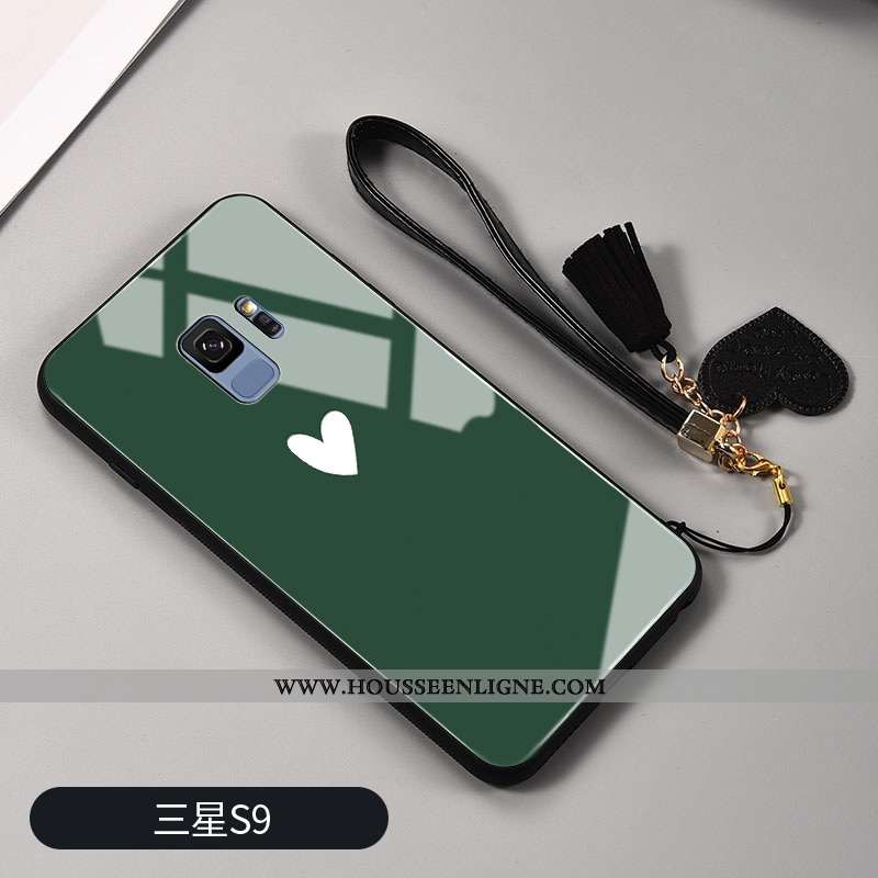 Étui Samsung Galaxy S9 Mode Protection Amour Peinte À La Main Personnalité Tout Compris Miroir Verte