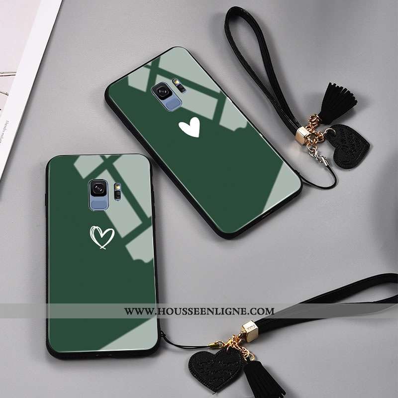 Étui Samsung Galaxy S9 Mode Protection Amour Peinte À La Main Personnalité Tout Compris Miroir Verte