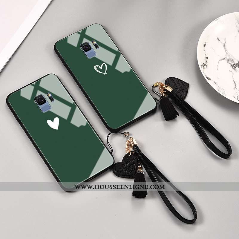Étui Samsung Galaxy S9 Mode Protection Amour Peinte À La Main Personnalité Tout Compris Miroir Verte