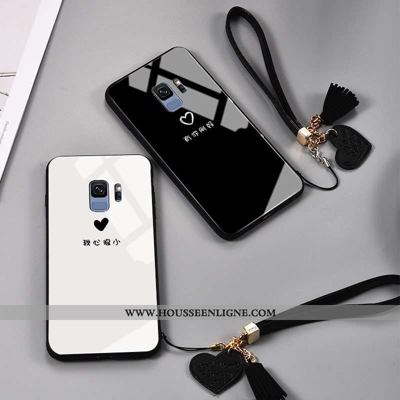 Étui Samsung Galaxy S9 Mode Protection Verre Petit Noir Frais Amoureux