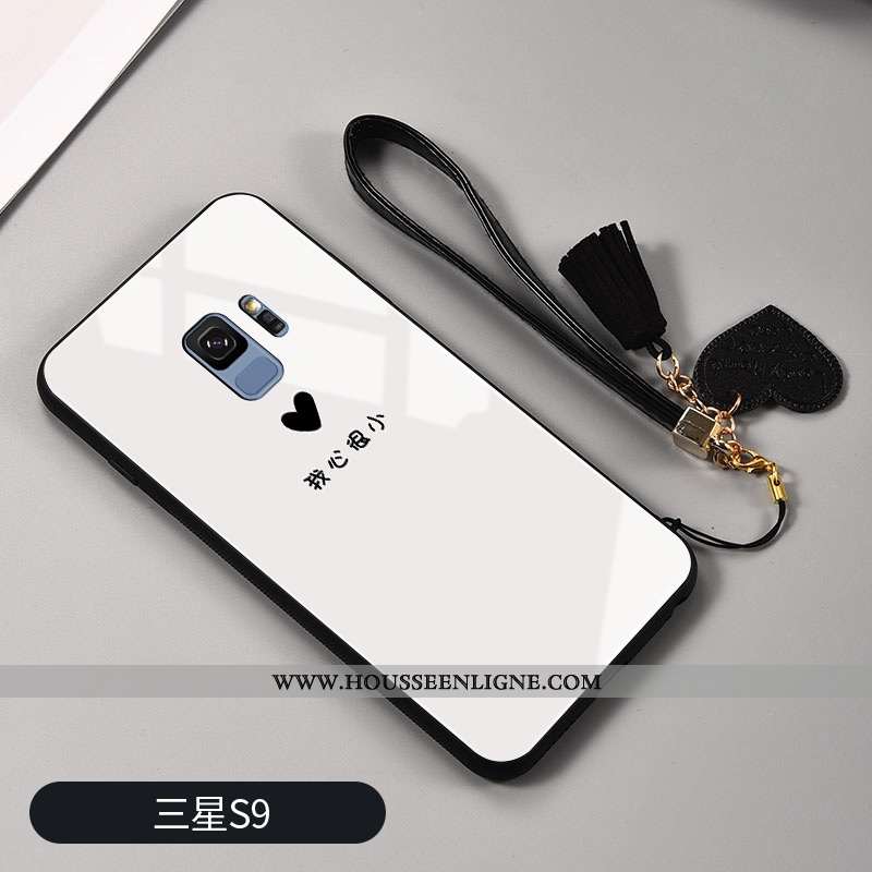 Étui Samsung Galaxy S9 Mode Protection Verre Petit Noir Frais Amoureux