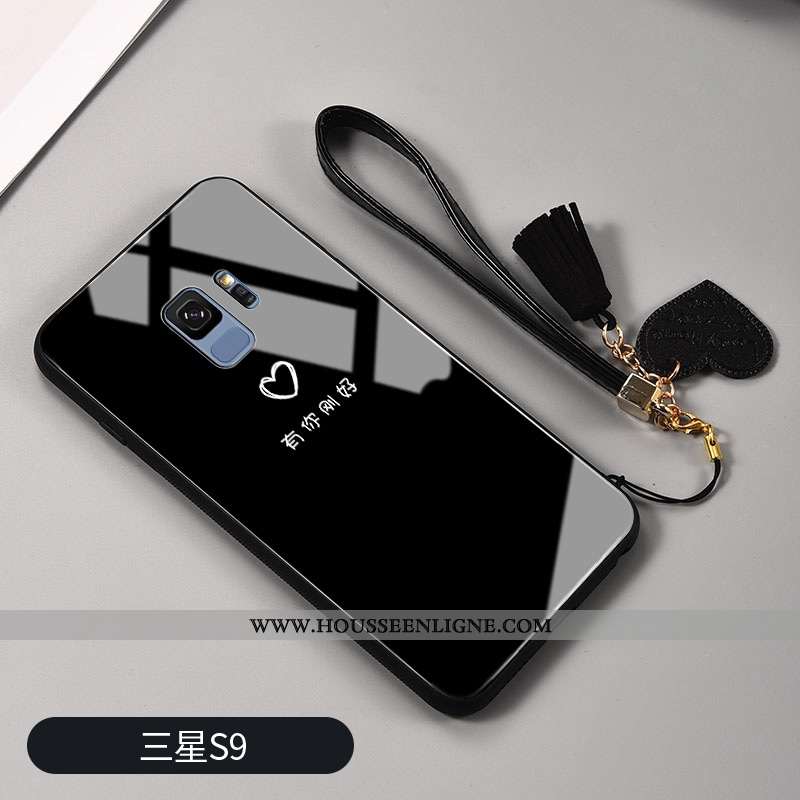 Étui Samsung Galaxy S9 Mode Protection Verre Petit Noir Frais Amoureux