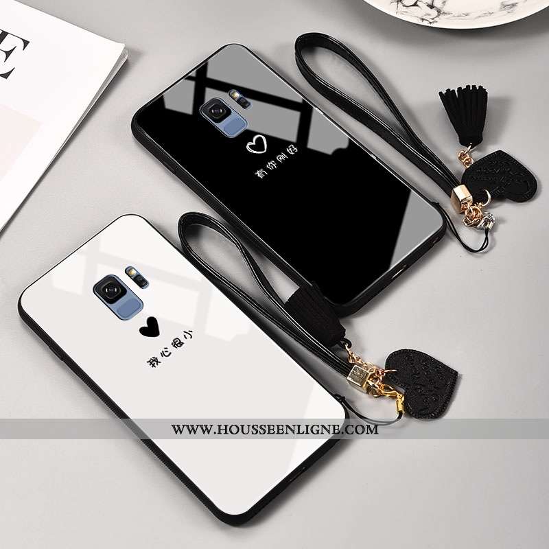 Étui Samsung Galaxy S9 Mode Protection Verre Petit Noir Frais Amoureux