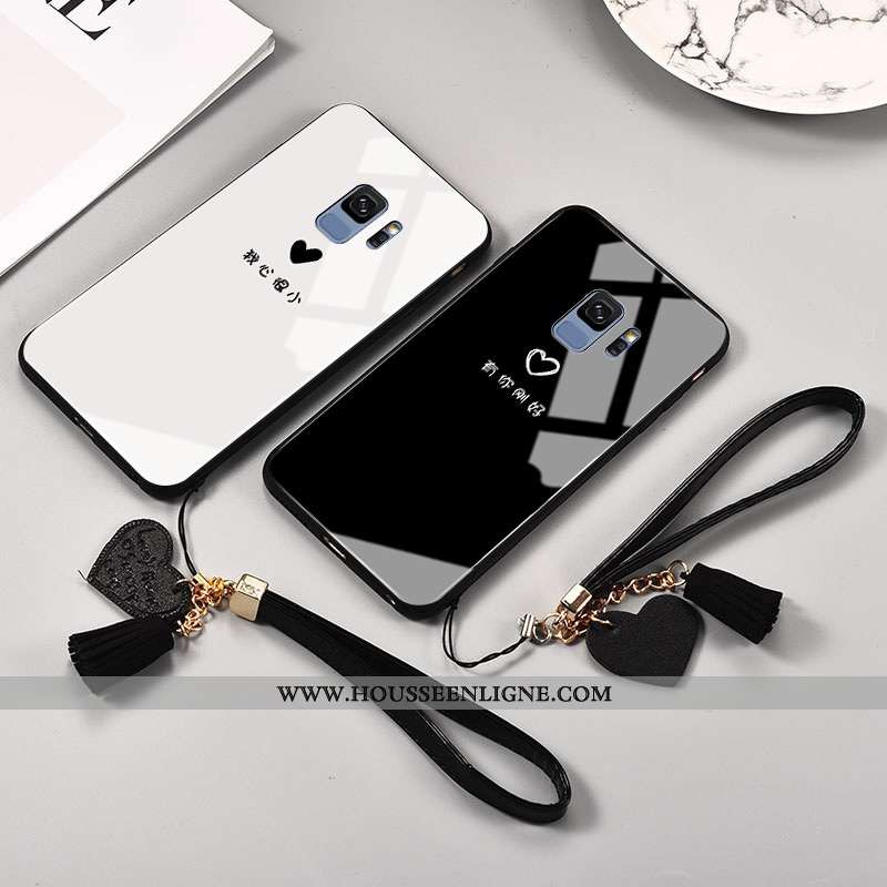 Étui Samsung Galaxy S9 Mode Protection Verre Petit Noir Frais Amoureux