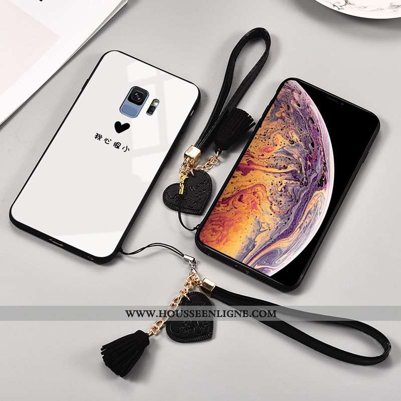Étui Samsung Galaxy S9 Mode Protection Verre Petit Noir Frais Amoureux