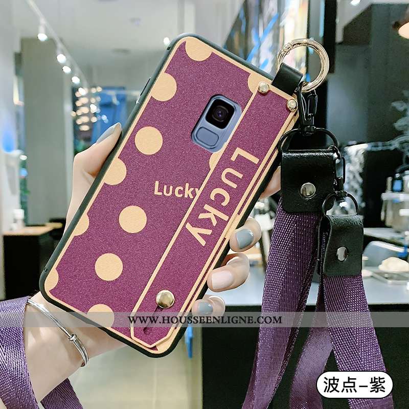 Étui Samsung Galaxy S9 Ornements Suspendus Personnalité Étoile Délavé En Daim Tendance Point D'onde 