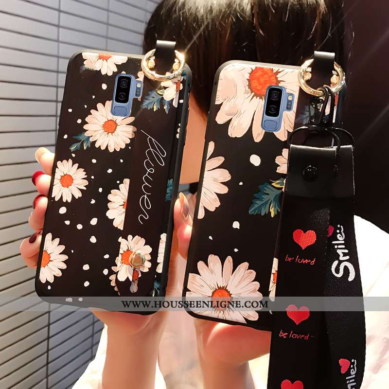 Étui Samsung Galaxy S9+ Personnalité Créatif Coque Cou Suspendu Protection Téléphone Portable Noir