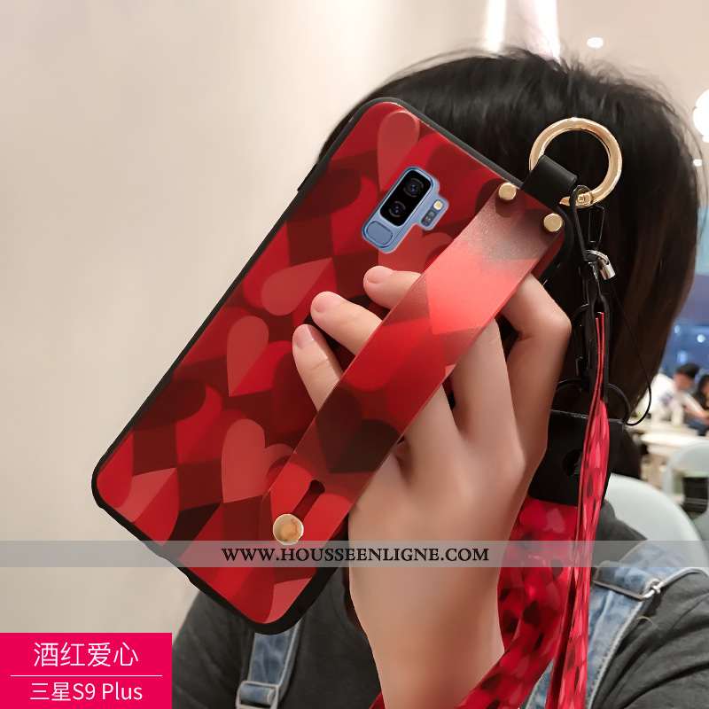 Étui Samsung Galaxy S9+ Personnalité Créatif Coque Cou Suspendu Protection Téléphone Portable Noir