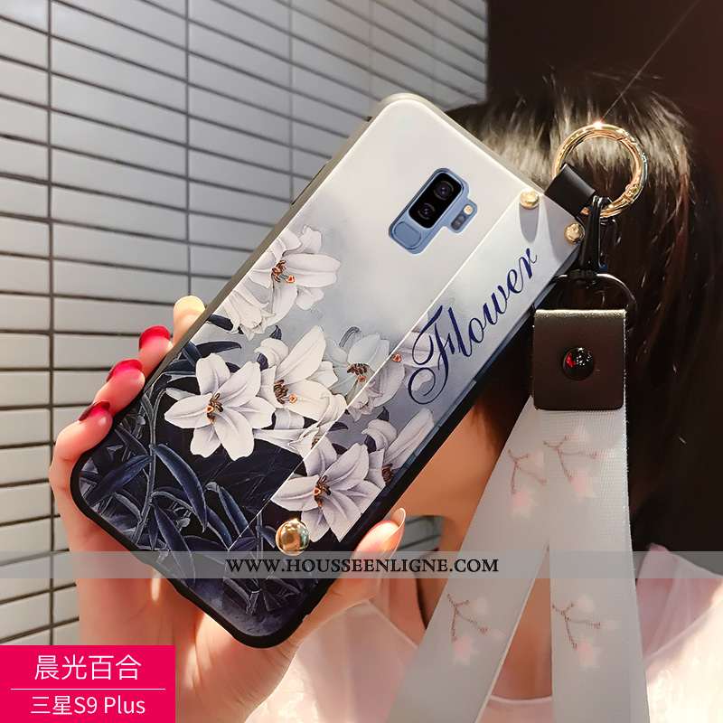 Étui Samsung Galaxy S9+ Personnalité Créatif Coque Cou Suspendu Protection Téléphone Portable Noir