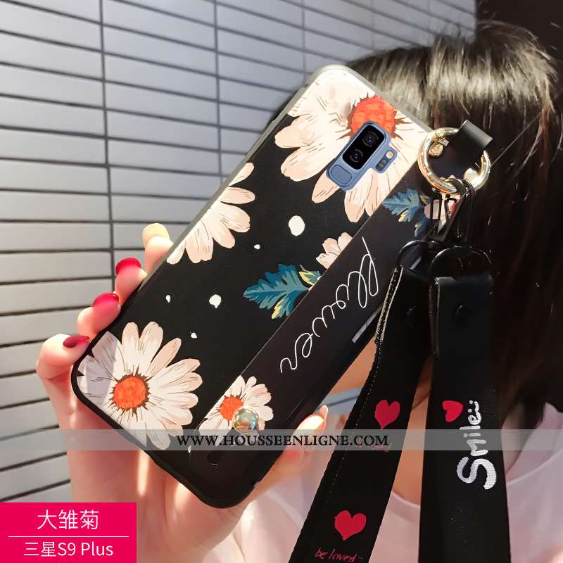 Étui Samsung Galaxy S9+ Personnalité Créatif Coque Cou Suspendu Protection Téléphone Portable Noir
