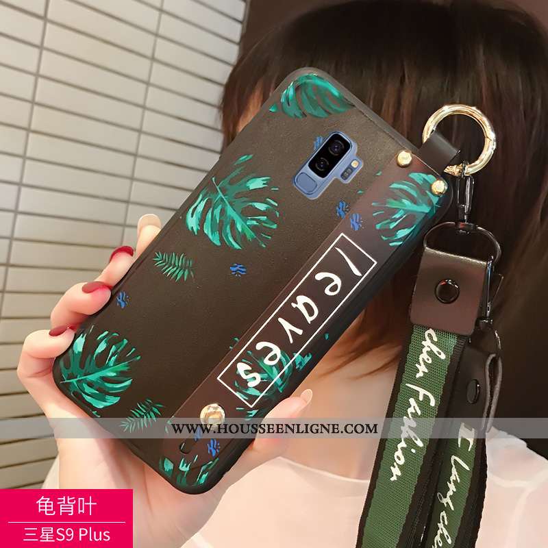 Étui Samsung Galaxy S9+ Personnalité Créatif Coque Cou Suspendu Protection Téléphone Portable Noir
