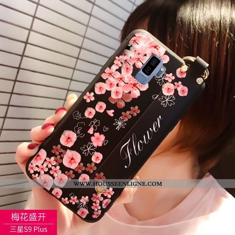 Étui Samsung Galaxy S9+ Personnalité Créatif Coque Cou Suspendu Protection Téléphone Portable Noir