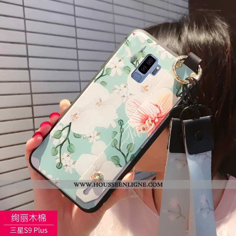 Étui Samsung Galaxy S9+ Personnalité Créatif Coque Cou Suspendu Protection Téléphone Portable Noir