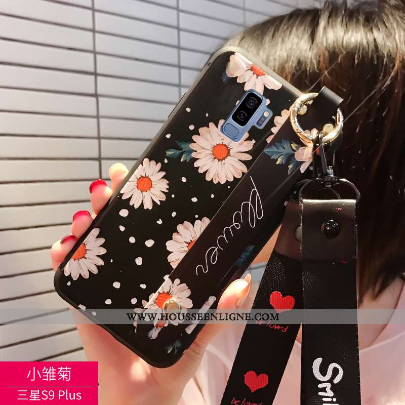 Étui Samsung Galaxy S9+ Personnalité Créatif Coque Cou Suspendu Protection Téléphone Portable Noir