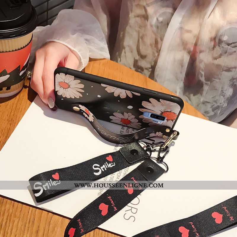 Étui Samsung Galaxy S9+ Personnalité Créatif Coque Cou Suspendu Protection Téléphone Portable Noir