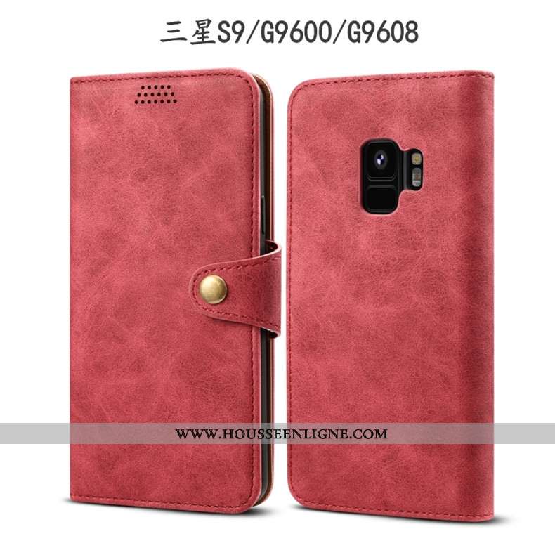 Étui Samsung Galaxy S9 Protection Cuir Étoile Housse Coque Téléphone Portable Bleu