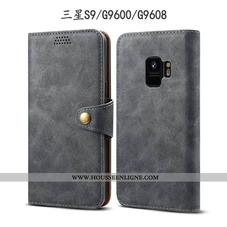Étui Samsung Galaxy S9 Protection Cuir Étoile Housse Coque Téléphone Portable Bleu