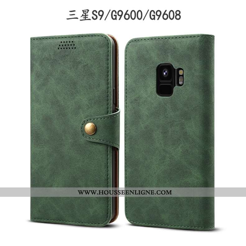 Étui Samsung Galaxy S9 Protection Cuir Étoile Housse Coque Téléphone Portable Bleu
