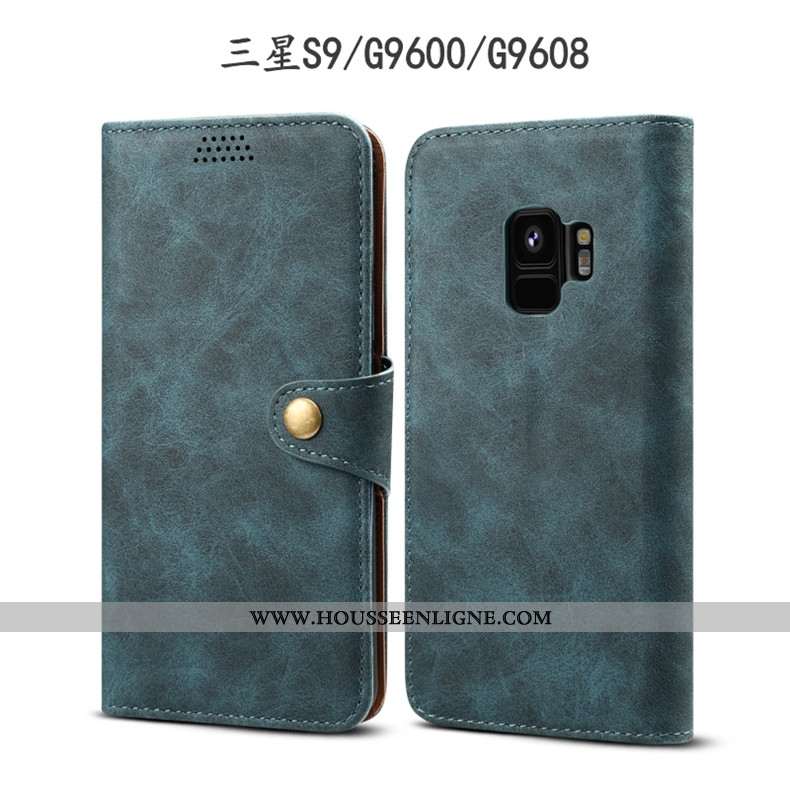 Étui Samsung Galaxy S9 Protection Cuir Étoile Housse Coque Téléphone Portable Bleu