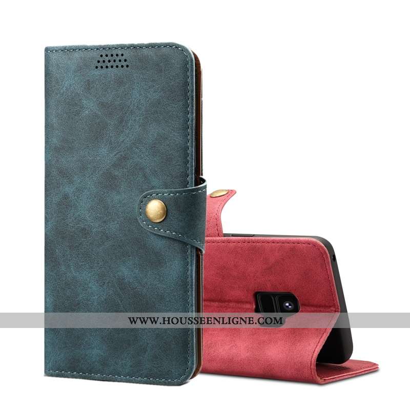 Étui Samsung Galaxy S9 Protection Cuir Étoile Housse Coque Téléphone Portable Bleu