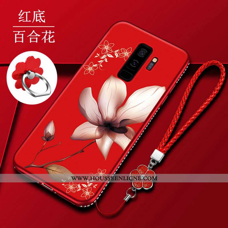 Étui Samsung Galaxy S9+ Protection Délavé En Daim Fluide Doux Silicone Rouge Téléphone Portable Tend
