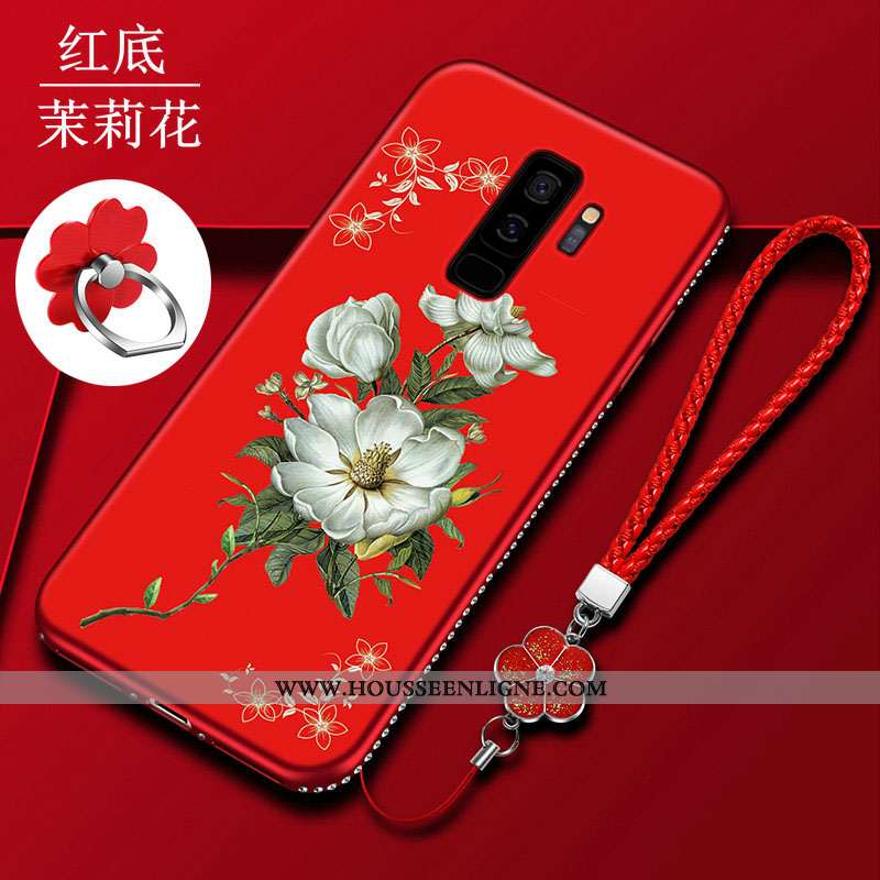 Étui Samsung Galaxy S9+ Protection Délavé En Daim Fluide Doux Silicone Rouge Téléphone Portable Tend