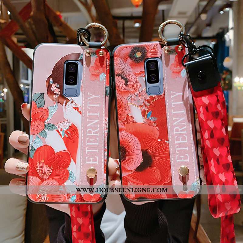 Étui Samsung Galaxy S9+ Protection Gaufrage Palais Téléphone Portable Tout Compris Rouge Pu