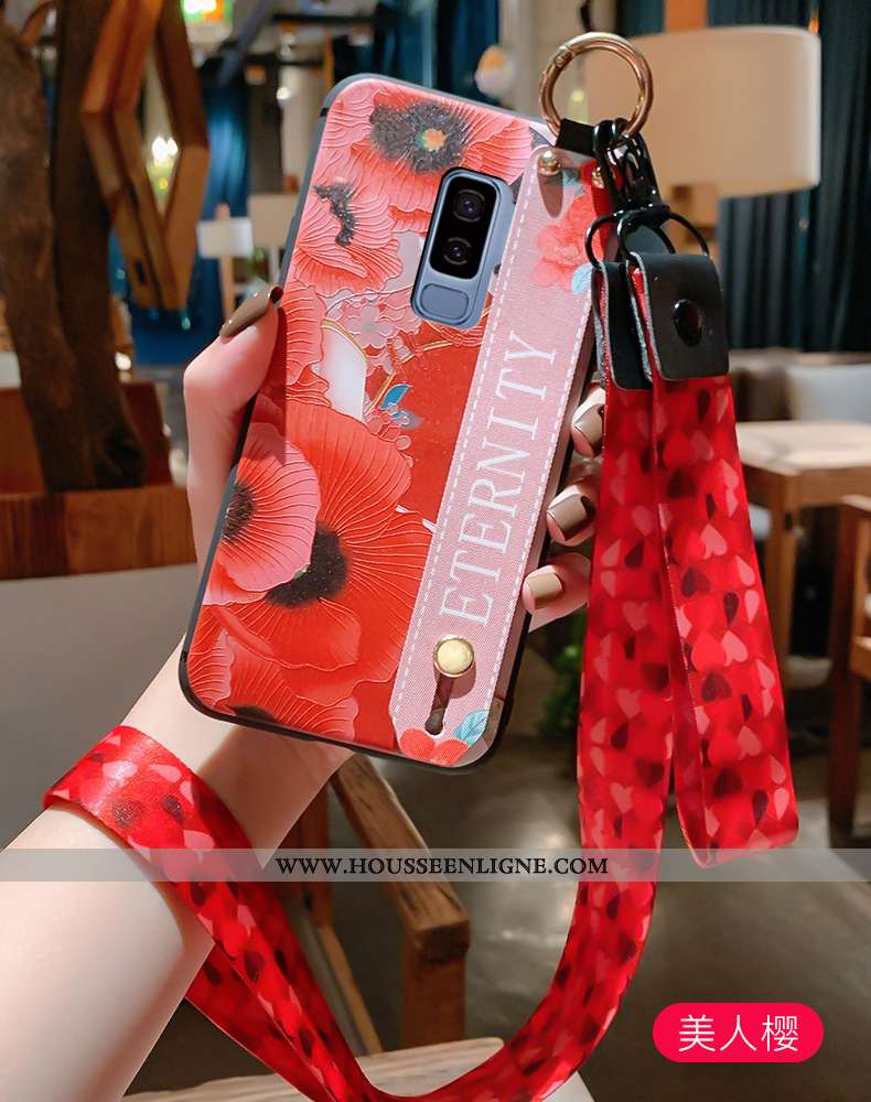 Étui Samsung Galaxy S9+ Protection Gaufrage Palais Téléphone Portable Tout Compris Rouge Pu