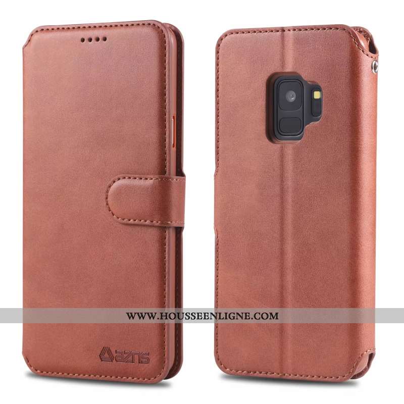 Étui Samsung Galaxy S9 Protection Ornements Suspendus Membrane Cuir Silicone Étoile Marron